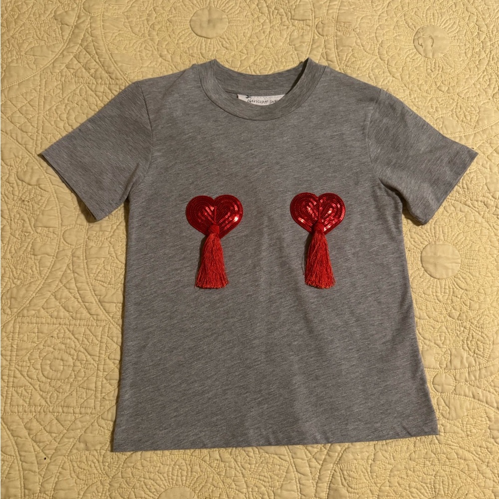 Sequin Heart Tassel Tee - Picture 2 of 4
